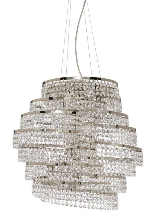 Modern black five-light linear pendant with cylindrical glass shades.