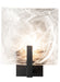 A modern ceiling fan with five dark wood-tone blades and a central light kit.