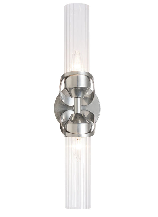 A modern ceiling fan with five dark wood-tone blades and a central light kit.