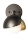 A modern ceiling fan with a large circular LED light and a dark bronze body.
