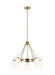 Bronze modern linear chandelier with five cylindrical clear glass shades.