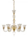 Modern black five-light linear chandelier with frosted cylindrical shades.