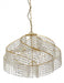 Modern black four-light linear pendant with cylindrical glass shades.