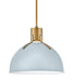 Polished brass outdoor wall lantern with clear seeded glass panels, cropped view.