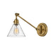 Heritage bronze pendant light with a single cylindrical clear glass shade and exposed bulb.