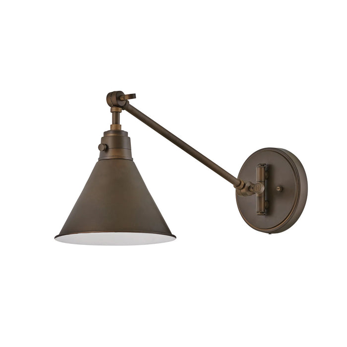 Oil-rubbed bronze cylindrical pendant light.