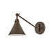 Oil-rubbed bronze cylindrical pendant light.