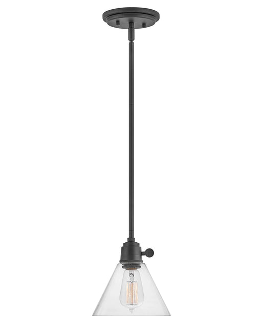 Black outdoor lantern with clear glass panels.