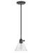 Black outdoor lantern with clear glass panels.