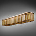 Large, modern wall sconce with a rectangular, perforated metal design, close-up of perforations.