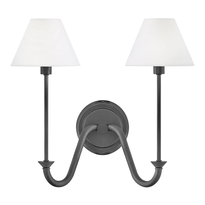 An angled view of a black modern wall light with a frosted glass diffuser.