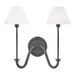 An angled view of a black modern wall light with a frosted glass diffuser.