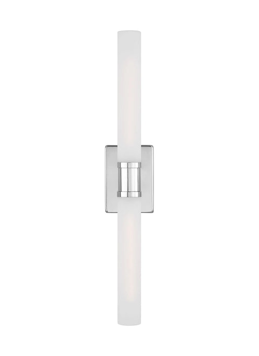 A modern floor lamp with a clean linear design and a white shade.