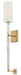 A contemporary ceiling fan with four light wood-tone rectangular blades and a central cylindrical light.