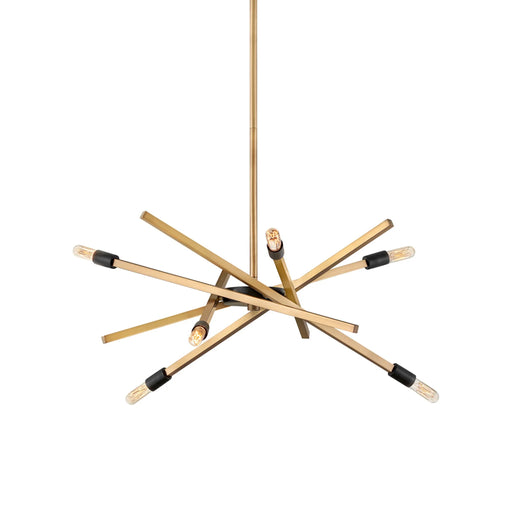 Heritage bronze multi-light pendant with five clear seeded glass shades.