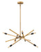 Heritage bronze multi-light pendant with five clear seeded glass shades, angled view.