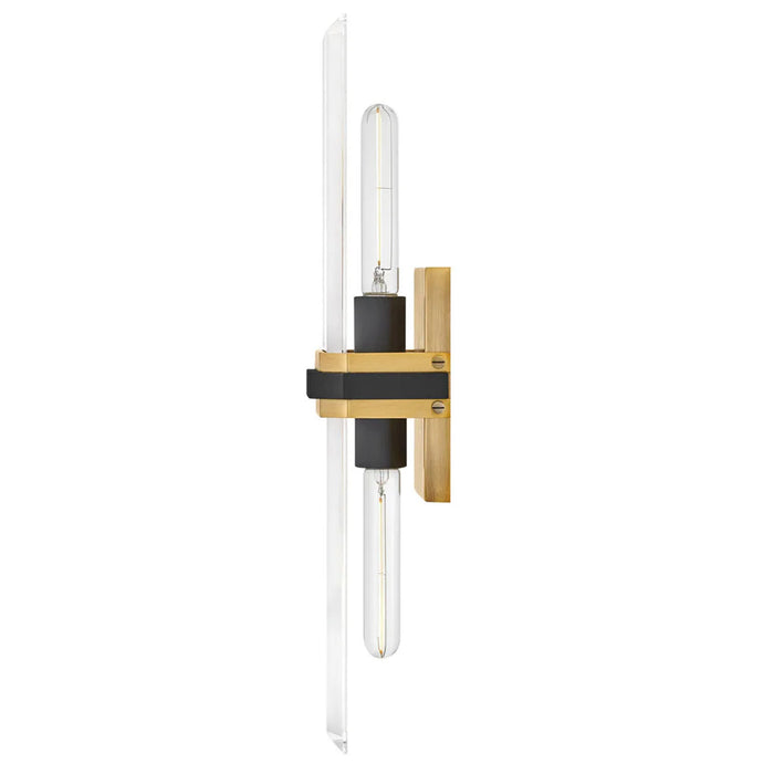 A Kipton wall sconce with a white glass shade and black metal base shown against a light background.