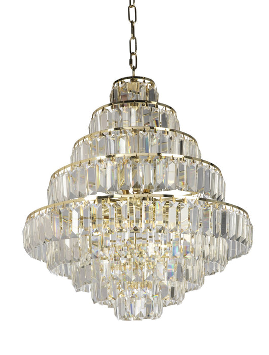 Modern gold eight-light linear pendant with exposed spherical bulbs.