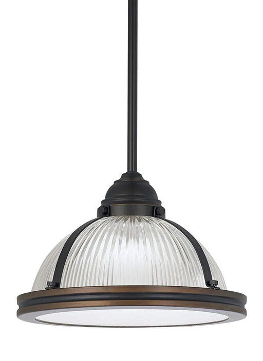 Modern ceiling fan with five blades and an integrated light in a dark bronze finish.