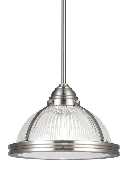 Modern ceiling fan with five blades and an integrated light in a silver finish.