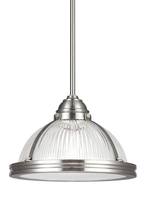Modern ceiling fan with five blades and an integrated light in a silver finish.