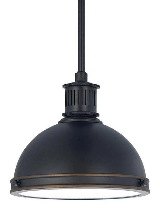 Modern ceiling fan with three blades and an integrated light in a dark bronze finish.