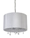 Modern white ceiling light with four spherical glass shades.