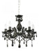 Modern black and brass four-light linear pendant with spherical clear glass shades.