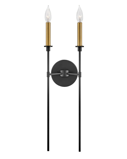 A sleek black outdoor wall lantern with clear glass panels featuring a rectangular design.