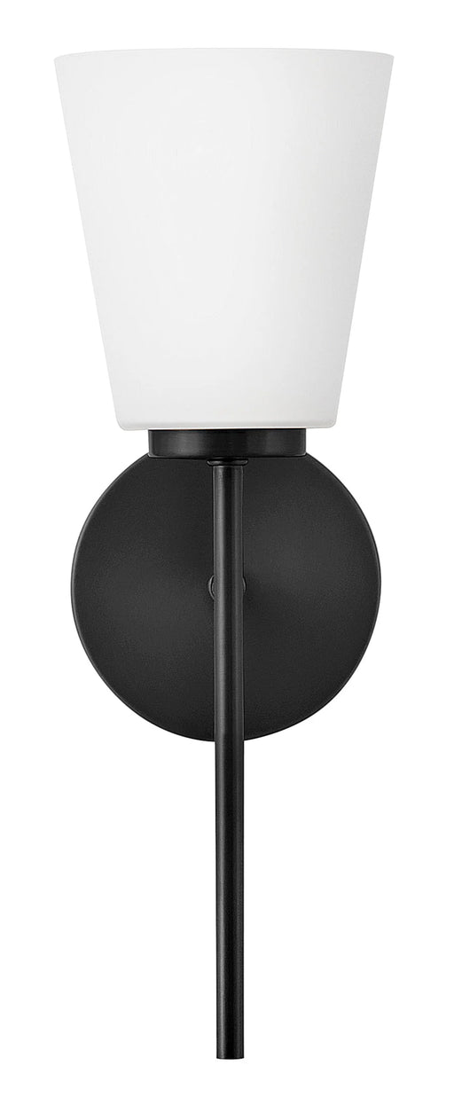 A modern outdoor wall lantern with a black finish and clear glass panels featuring a rectangular design.