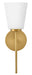 A modern outdoor wall lantern with a light bronze finish and clear glass panels featuring a rectangular design.
