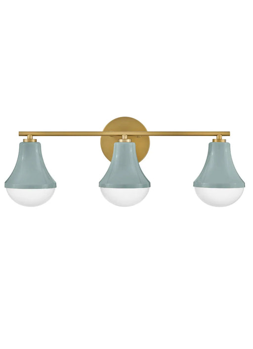 A modern ceiling fan with three broad sweeping blades in a silver finish and an integrated LED light.