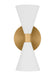 A modern circular flush mount ceiling light with a matte white finish and a white diffuser.