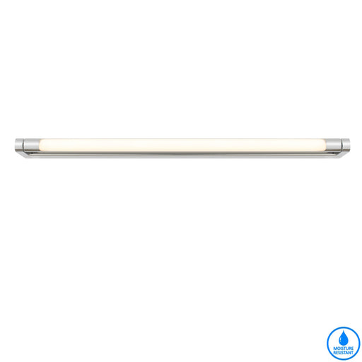 A modern linear LED wall sconce with a chrome finish and a white diffuser.