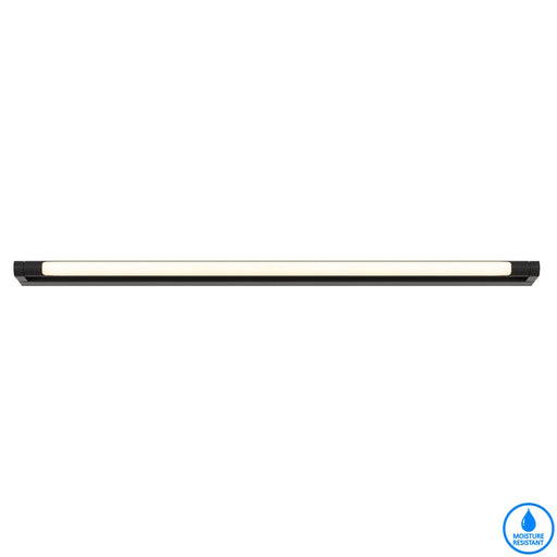 A modern linear LED wall sconce with a black finish and a white diffuser.