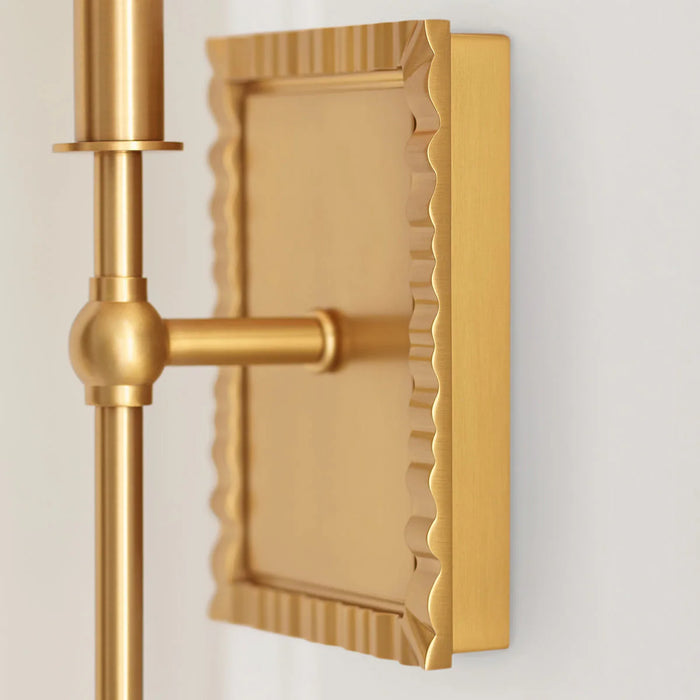 A close-up of a modern brushed steel flush mount light.