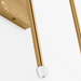 An angled view of a modern brushed steel flush mount light.