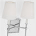 A close-up of a modern polished nickel flush mount light.