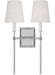 A modern flush mount ceiling light with a wide circular design and a polished nickel finish.