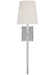 A modern circular flush mount ceiling light with a white diffuser and a polished nickel trim.