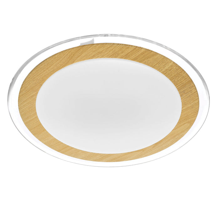 A modern ceiling fan with three light wood-tone blades and a sleek minimalist design.