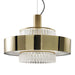 Large, modern wall sconce with a rectangular, metallic frame, illuminated.