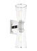A modern semi-flush mount ceiling light with a polished nickel finish and a white diffuser.