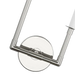 A close-up of a modern polished nickel ceiling fan.