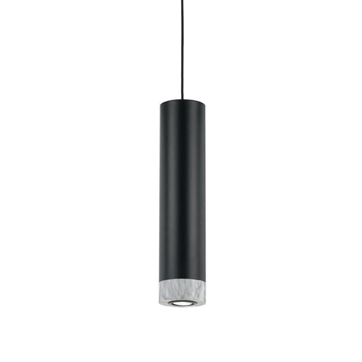 A modern ceiling fan with three matte black blades and a sleek minimalist design.