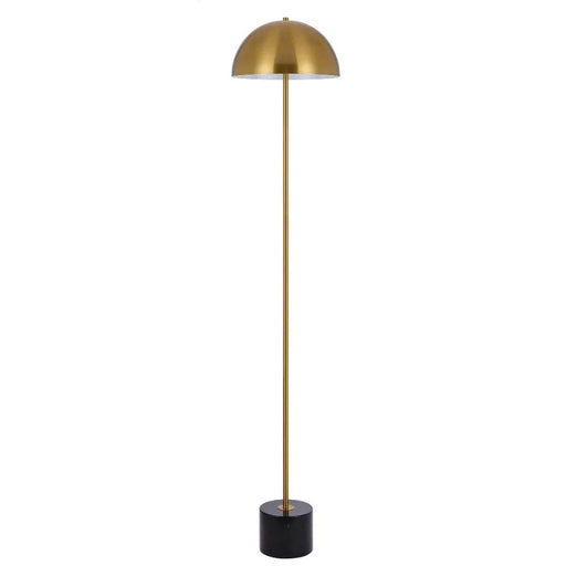 Black floor lamp with a dome-shaped shade and a magnetic base.