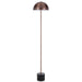 Black floor lamp with a dome-shaped shade and a bronze base.
