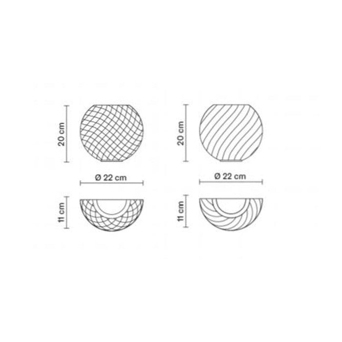 Diagram showing dimensions of a large, modern wall sconce.