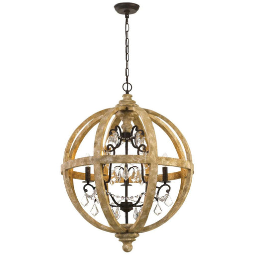 White five-light pendant with conical shades.