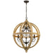 White five-light pendant with conical shades.